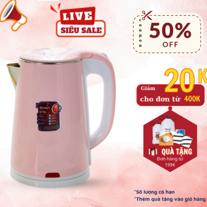 Ấm đun nước siêu tốc nhập khẩu Thái Lan dung tích 1.8L công suất 1800W siêu nhanh tiện lợi