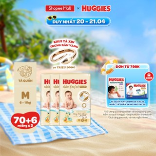 [Bao bì thay đổi tùy CTKM] Combo 3 gói Tã/ Bỉm quần Huggies Skin Perfect M/L/XL/XXL Super Jumbo với 2 vùng thấm