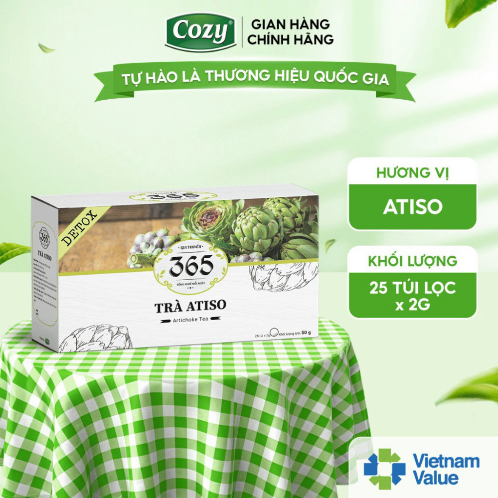 Trà ATISO Túi Lọc Thảo Mộc 365 Cozy, trà atiso đỏ Cozy Hỗ Trợ Thanh Nhiệt Mát Gan