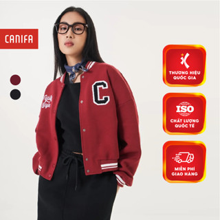 Áo khoác nữ CANIFA áo khoác bomber dáng ngắn thêu họa tiết 6OT23W016