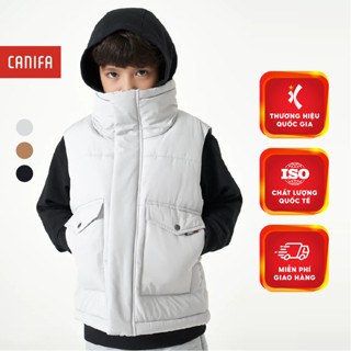 Áo khoác gilet bé trai CANIFA chần bông chống thấm nước có túi 2OT23C004
