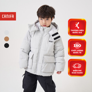 Áo khoác chần bông bé trai CANIFA phao béo có mũ dài tay túi hộp cản gió tốt 2OT23C003