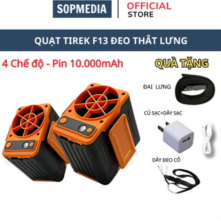Quạt mini đeo thắt lưng Tirek F13 sopmedia quạt làm mát lưng chạy liên tục 15-48h tích hợp sạc dự phòng 10000mAh