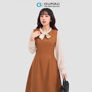 Đầm nữ GUMAC A phối vải caro  DD04068