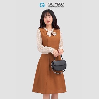 Đầm nữ GUMAC A phối vải caro  DD04068