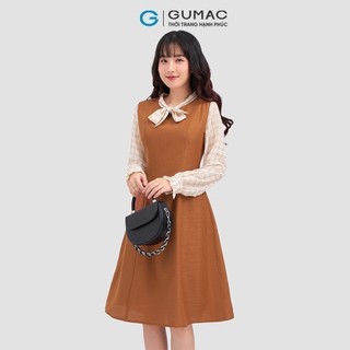 Đầm nữ GUMAC A phối vải caro  DD04068