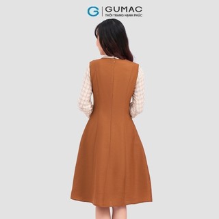 Đầm nữ GUMAC A phối vải caro  DD04068