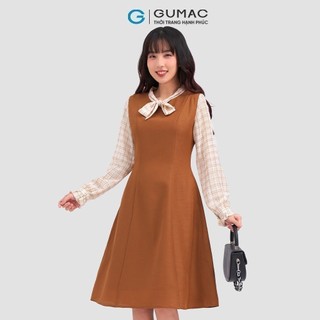 Đầm nữ GUMAC A phối vải caro  DD04068