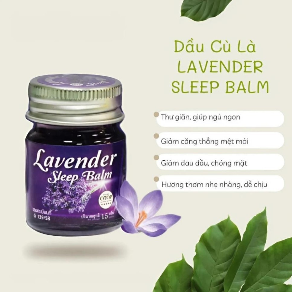 Dầu Cù Là Lavender Sleep Balm 15g Thái Lan – Balm Oải Hương Thư Giãn, Hương Lavender Dịu Nhẹ