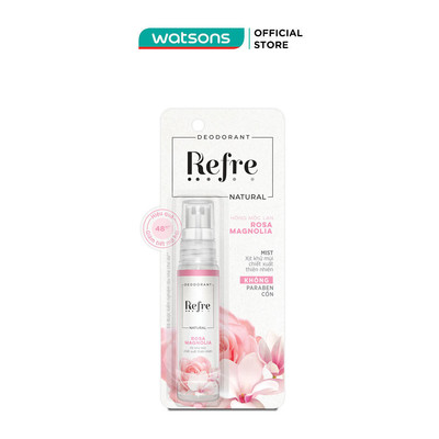 Xịt Khử Mùi Refre Natural Chiết Xuất Thiên Nhiên - Hồng Mộc Lan Rosa Magnolia 30ml