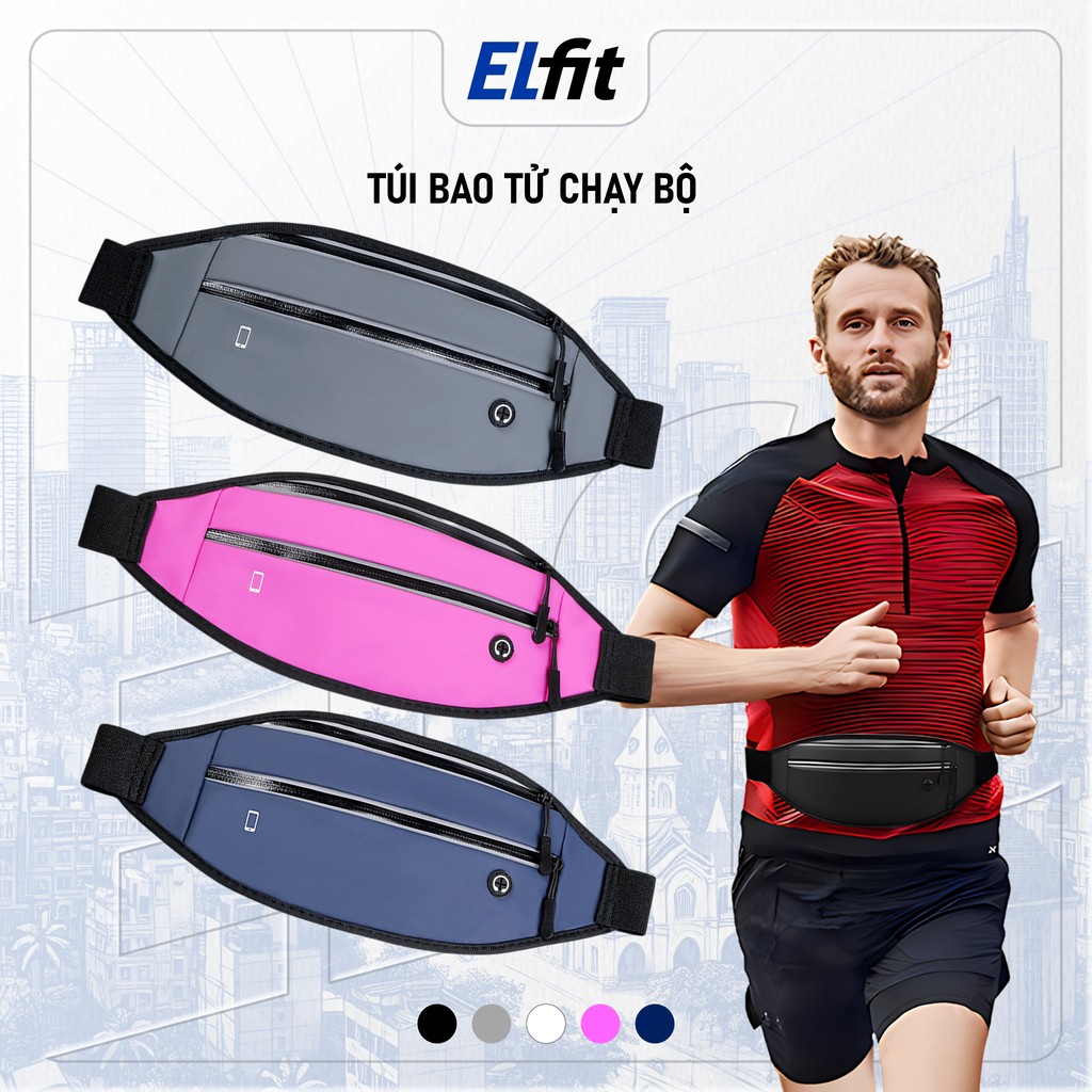 Túi Bao Tử - Túi Chạy Bộ, Đeo Bụng, Đeo Hông Tròn Chống Thấm Nước 5 Màu Sắc - Có Kèm Ngăn Đựng Nước