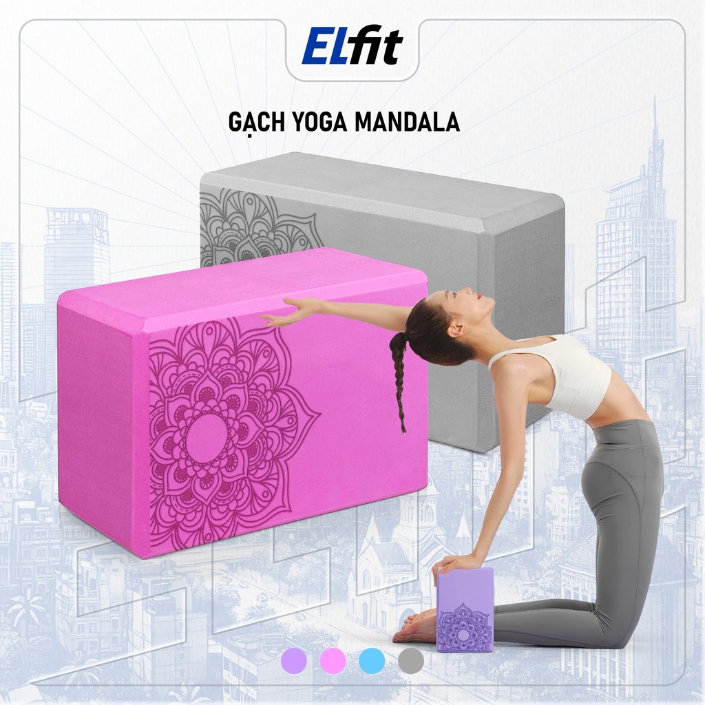 Gạch Tập Yoga, Pilates 180g EVA, Cục Block Yoga In Hoa Mandala