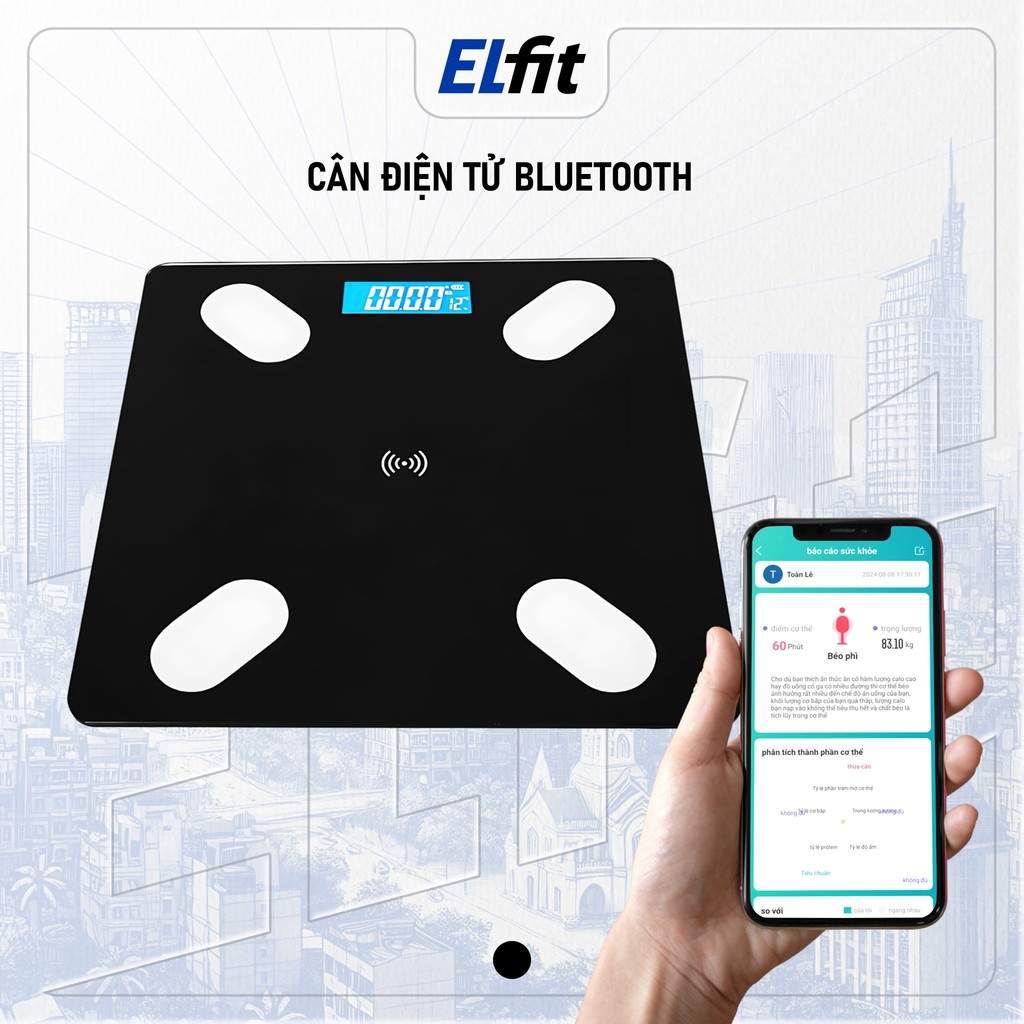 Cân Điện Tử Sức Khỏe Thông Minh Kèm Pin