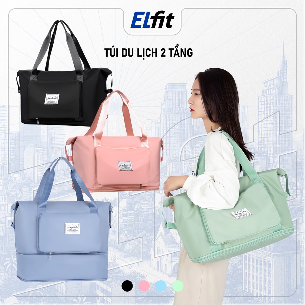 Túi Xách Du Lịch Đa Năng Đựng Hành Lý Cao Cấp Cỡ Lớn 2 Tầng Vải Oxford Chống Thấm Có Thể Gấp Gọn