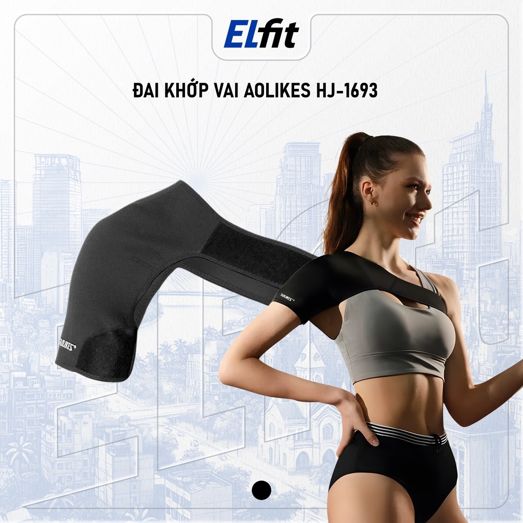 Đai Hỗ Trợ Bảo Vệ Khớp Vai Aolikes HJ-1693 Băng Đeo Vai Co Giãn Thoáng Khí Chất Liệu Cao Su Cao Cấp 