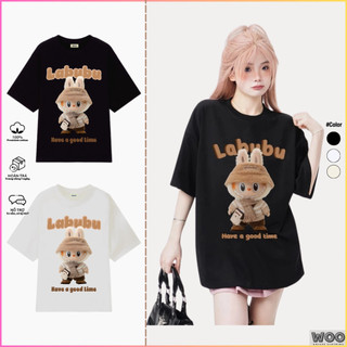  Áo Thun Tay Lỡ WOO FIDE LABUBU HAVE A GOOD TIME chất liệu cotton 100% cao cấp 250gsm thoáng mát. WOO Unisex 