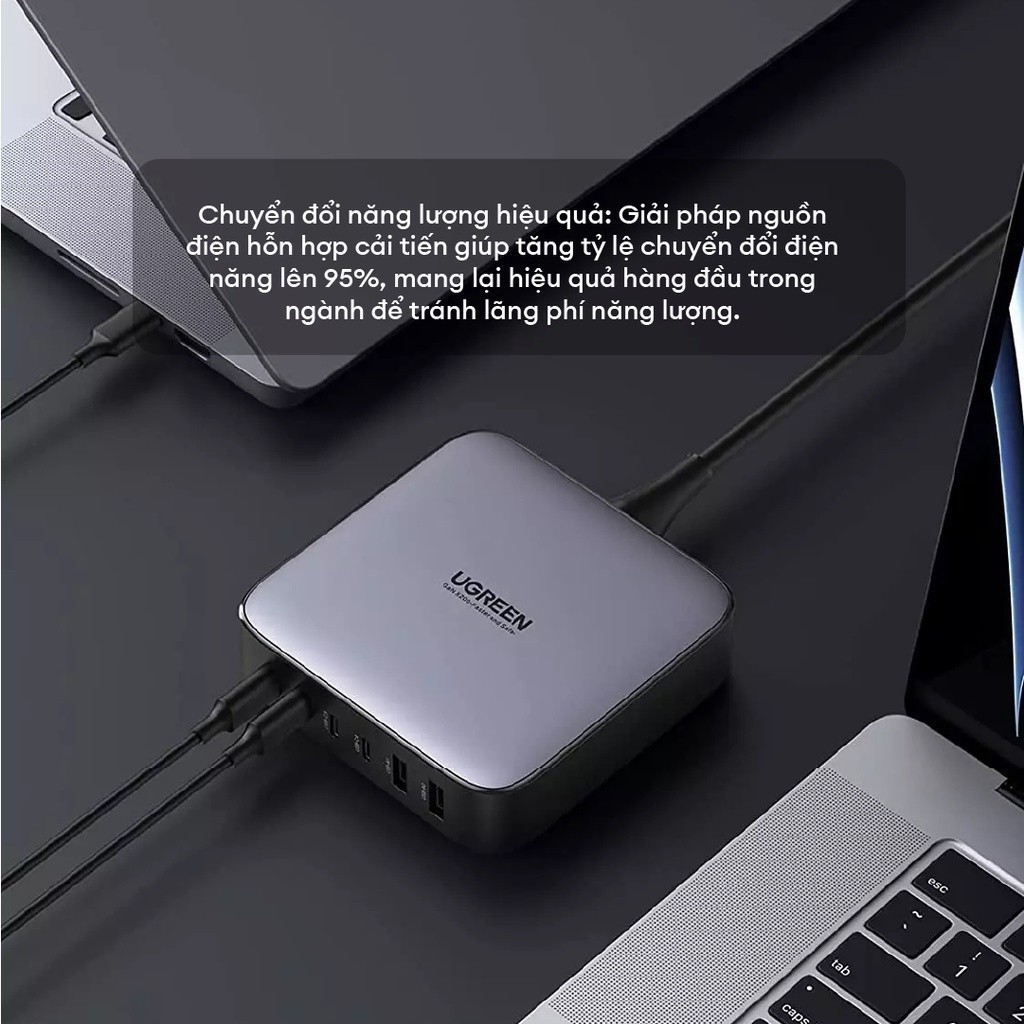 Củ sạc máy tính/ điện thoại UGREEN 200W CD271 Nexode|GaN II|6 cổng sạc nhanh |Free cáp USB C to C|BH 18 tháng 1 đổi 1 40 | BigBuy360 - bigbuy360.vn
