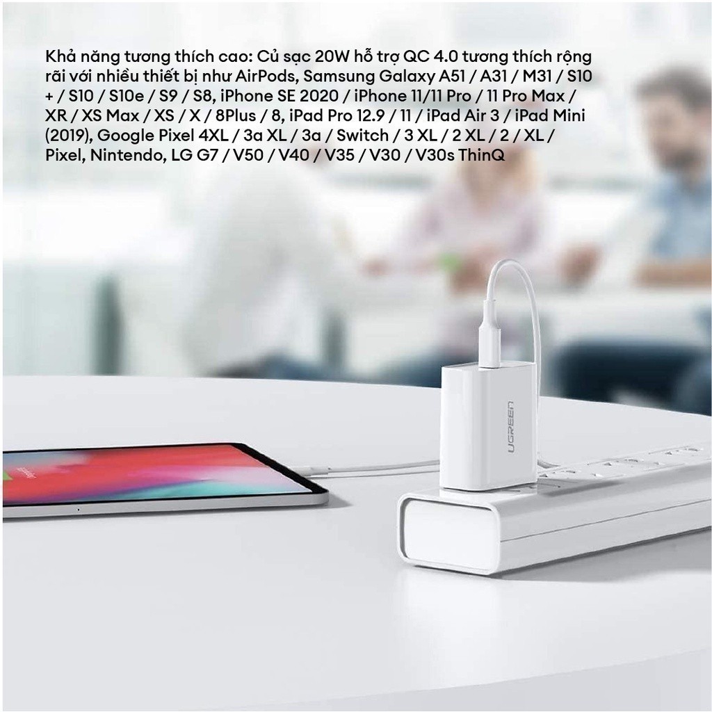 Củ sạc Nhanh UGREEN 20W CD137 QC4.0 QC3.0| USB Type C| Sạc Nhanh PD |Bảo hành 18 tháng 1 đổi 1|60449 70226 70293 | BigBuy360 - bigbuy360.vn