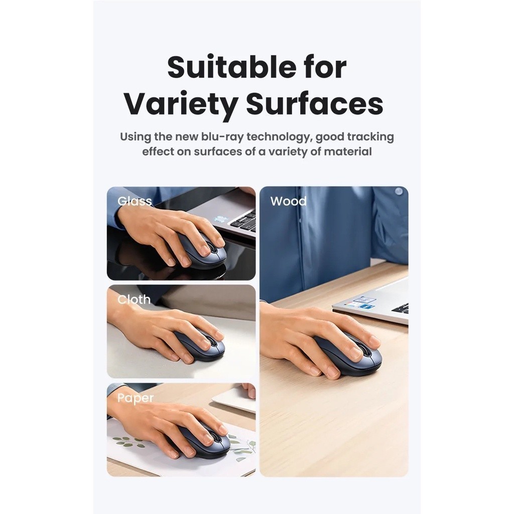 Chuột không dây 2.4G UGREEN MU105 | 4 mức điều chỉnh DPI | Độ yên tĩnh cao | Bảo Hành 18 Tháng 1 Đổi 1 - 90550 90672 | BigBuy360 - bigbuy360.vn