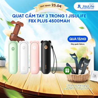 Quạt Cầm Tay 3 in 1 JISULIFE F8X Plus 4500mAh Tích Hợp Sạc Dự Phòng - Đèn Pin Siêu Sáng Bảo Hành 12 tháng