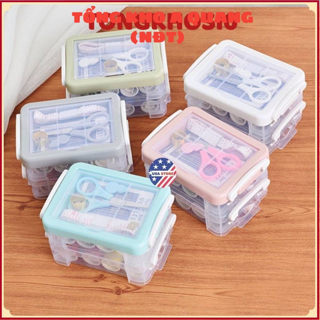 Hộp Kim Chỉ Đa Năng, Hộp Kim Chỉ May Vá, Hộp Kim Chỉ 3 Tầng Tiện Dụng, Nhỏ Gọn, Bộ Kim Chỉ May Vá