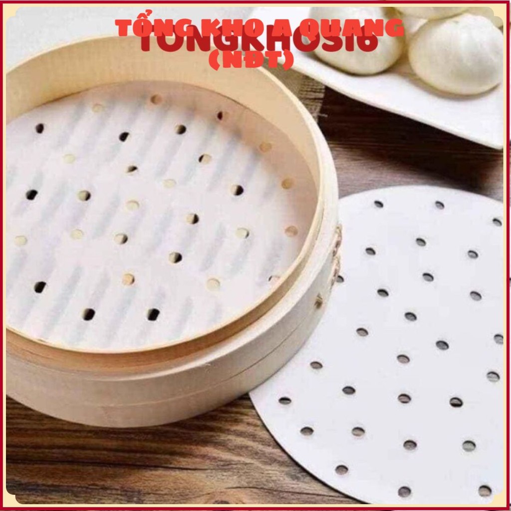 Giấy nến cho nồi chiên không dầu Bambooo Eco 100 tờ giấy nến đục lỗ an toàn sức khỏe mẫu mới