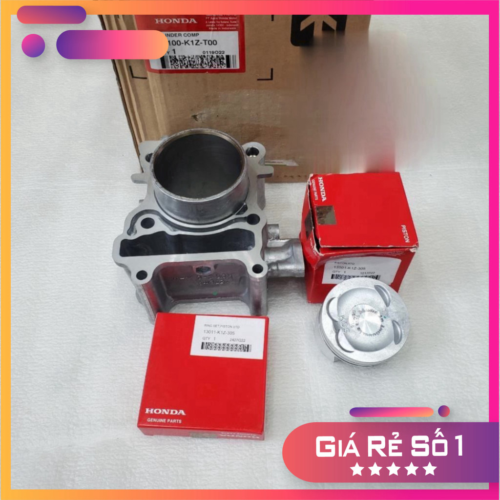 Nòng piston bạc Vario 160, Click 160, PCX 160 zin Honda Indo - 13101-K1Z-305/ 13011-K1Z-305/ 12100-K