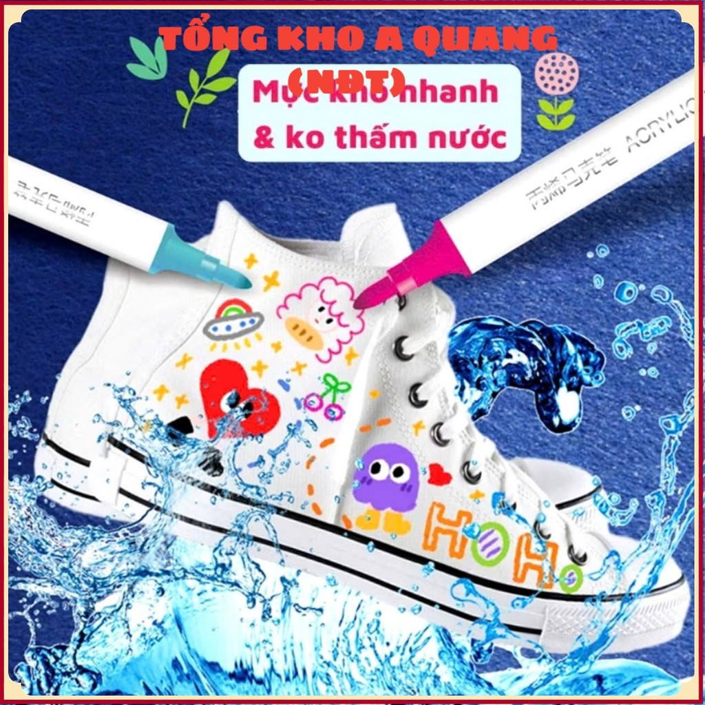 BỘ 60 MÀU ACRYLIC , SET 60 Bút Màu Acrylic Marker Cao Cấp Bút Sơn Acrylic Chống Nước Vẽ Trên Mọi Chấ