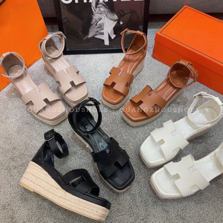  M861-1 Sandal  nữ đế xuồng cói  đế 7cm da sần mềm hàng QCCC fullbox 