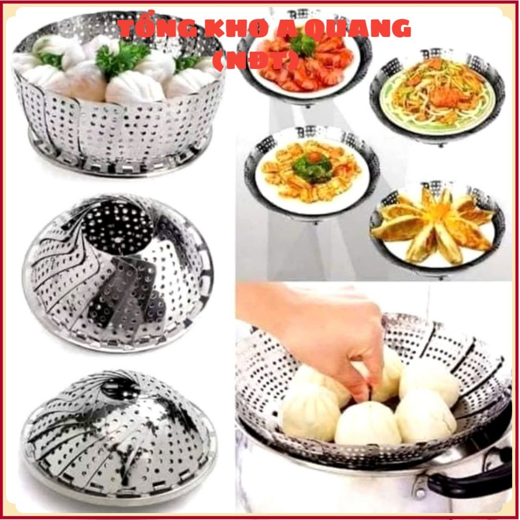 VỈ HẤP ĐỒ XÔI INOX SIZE 23  Khay Vỉ Hấp Vỉ Rổ Hấp Tròn Inox Xếp Gọn Tiện Lợi Inox Chống Rỉ Đường Kín