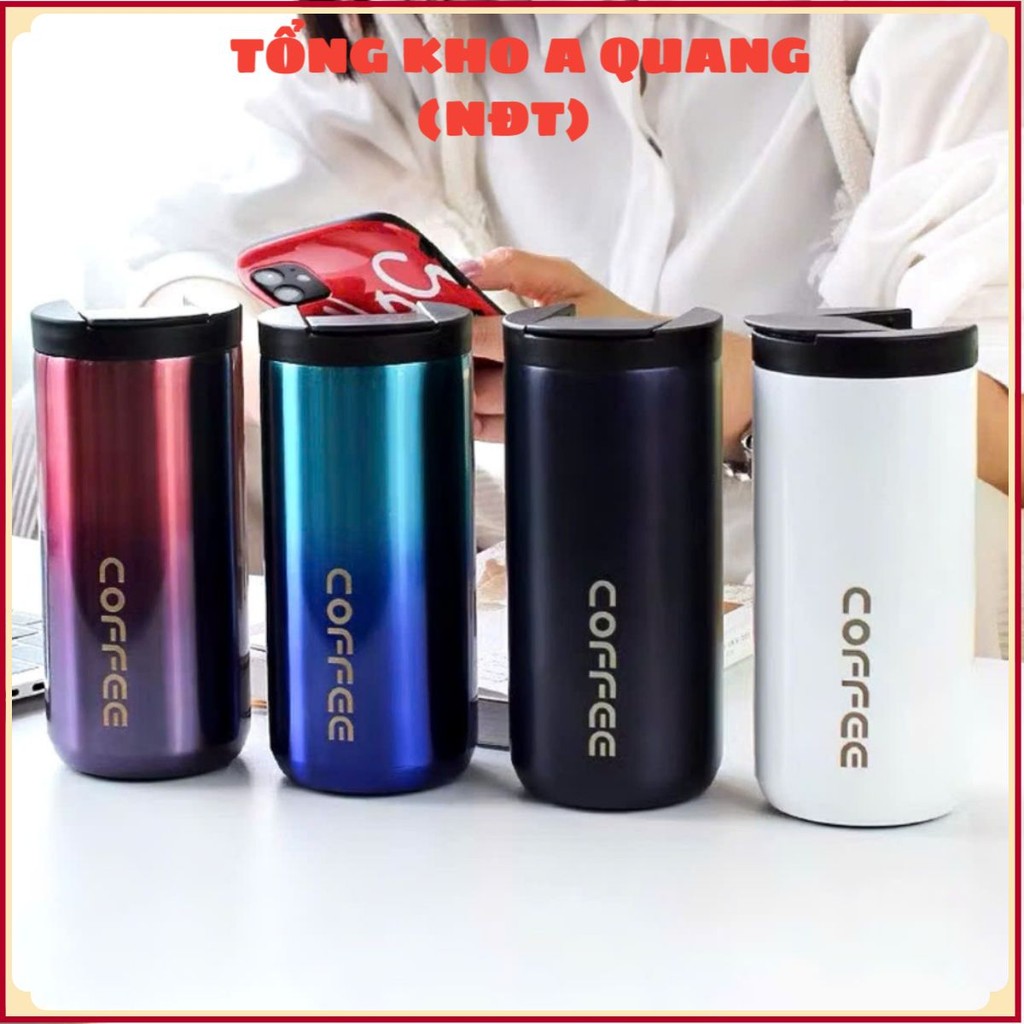 LY,CỐC COFFEE HÌNH TRỤ 400ML,  Ly Giữ Nhiệt Coffee Inox 304 Đựng Nước 400ml,Bình Giữ Nhiệt Pha Cà Ph