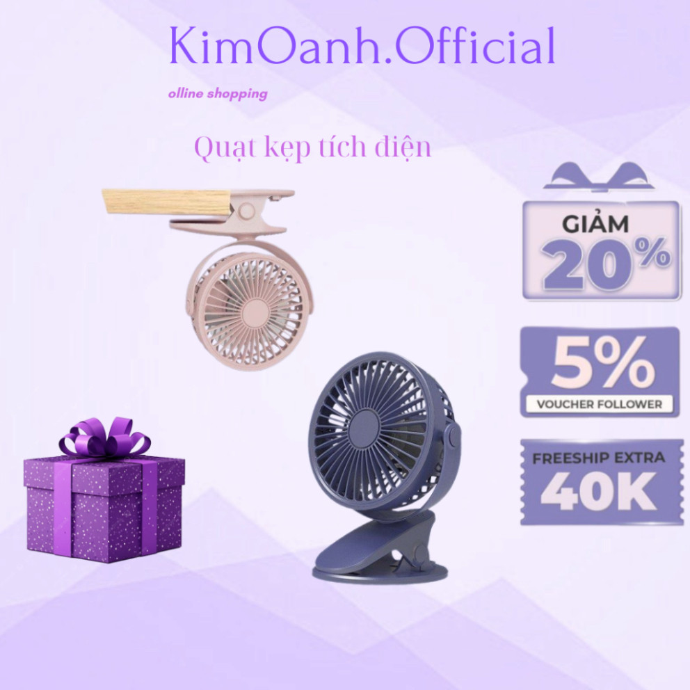 Quạt mini sạc điện JULIDO quạt kẹp,GF07 Quạt máy tính để bàn,Điều chỉnh tốc độ 4 tốc độ xoay 720°