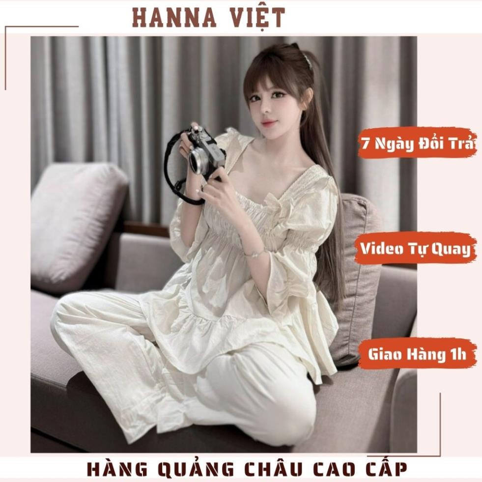 Set Đồ Nữ Sang Chảnh, Bộ Đồ Pijama, Set Áo Cổ Vuông Pha Ren Bèo Mix Quần Dài MPB Siêu Tiểu Thư Ms700