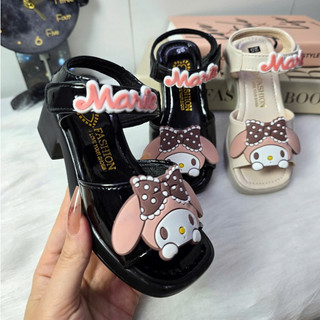  Giày Sandal cao gót 5cm Melody thỏ hồng nhẹ đế vuông da bóng mềm cho bé gái dự tiệc  Form chuẩn . 