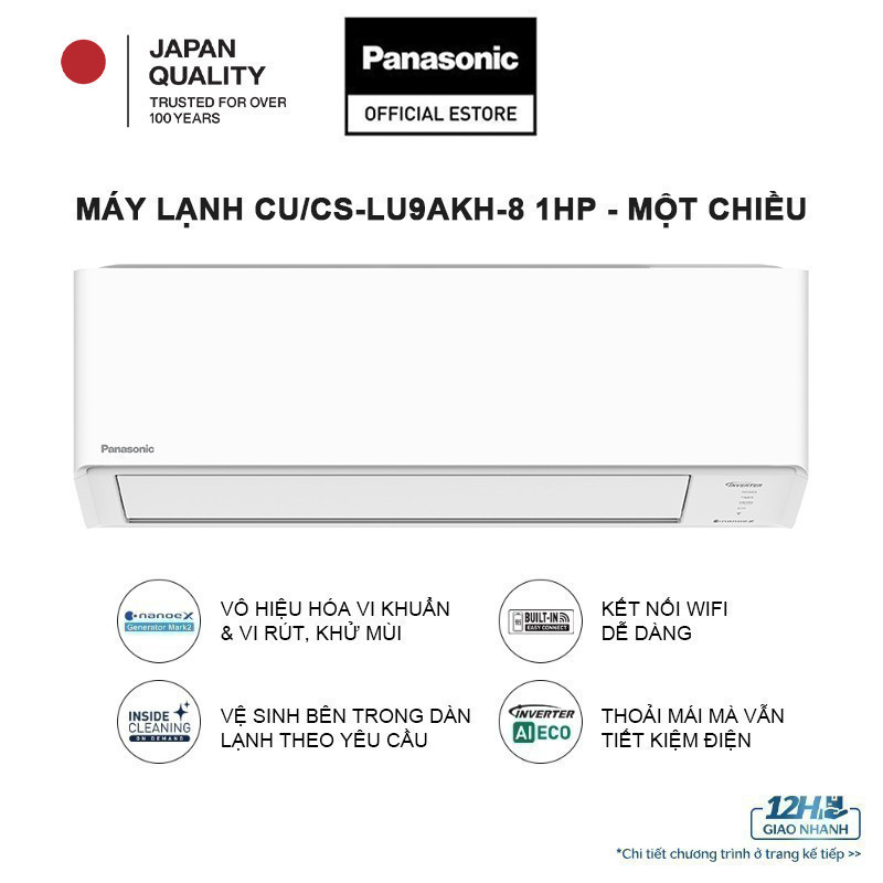[ELPN2TS GIẢM TỐI ĐA 2TR] Điều hòa Panasonic Inverter CU/CS-LU9AKH-8 - 1HP - ECO AI