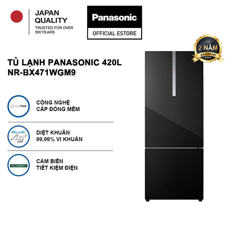 [ELPN2TS GIẢM 18% TỐI ĐA 2TR] [GIAO SAU 02/04] Tủ lạnh Panasonic Inverter 420 lít NR-BX471WGM9 Đông 