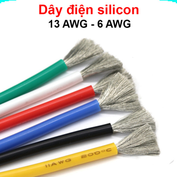 [COMBO] Dây điện silicon mềm dẻo chống cháy công suất lớn 6AWG - 13AWG