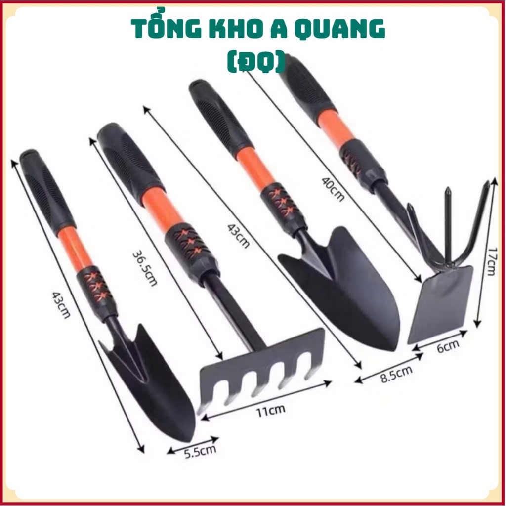 BỘ DỤNG CỤ LÀM VƯỜN CHUYÊN DỤNG - Combo 4 Món Làm Vườn Tay Cầm Bọc Cao Su Chắc Chắn,Set 4 Chi Tiết L