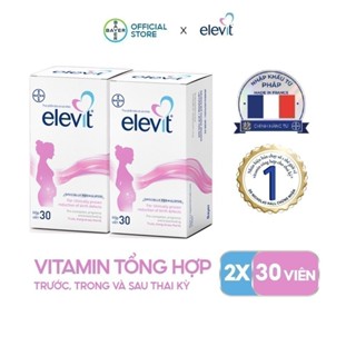 Bộ 2 Thực phẩm bảo vệ sức khỏe Elevit bổ sung Acid Folic, Sắt, Canxi, Các Vitamin và Các khoáng chất (30 Viên/Hộp)