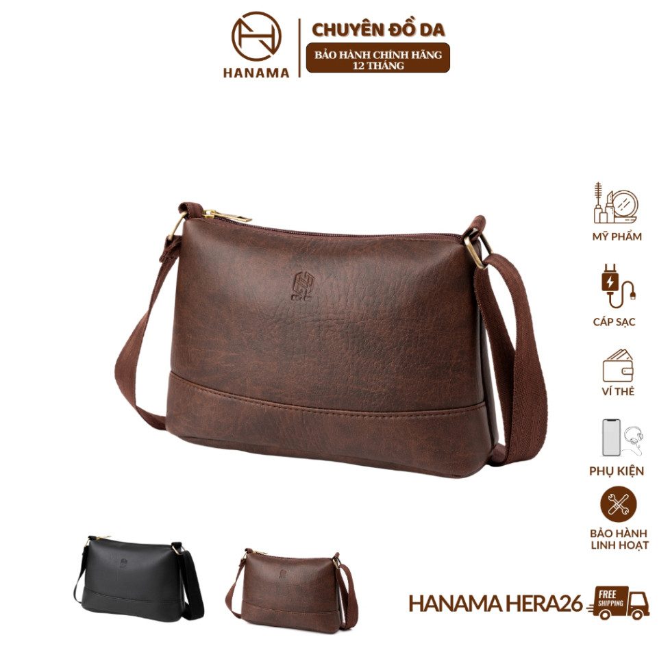 [GIÁ MỞ BÁN]_Túi xách nữ đeo chéo thời trang Hanama Hera 26 Khóa mạ đồng cao cấp chống xước Da Bag W
