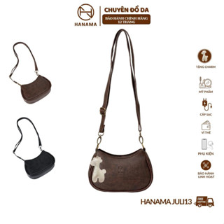 MỞ BÁN _Size MINI Túi xách nữ HANAMA  đeo vai  HN juli13S kèm charm hươu Da Bag Đen - Nâu
