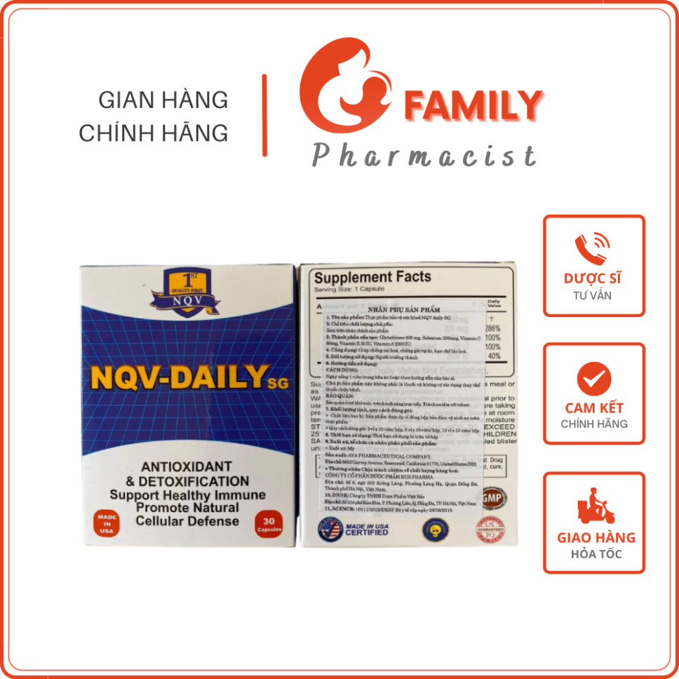 Nqv-Daily SG Viên uống hỗ trợ Chống Oxy Hóa, Tăng Cường Chức Năng Gan, Tăng Miễn Dịch, Làm Trắng Da