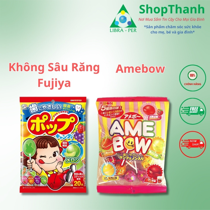 Kẹo Mút Trái Cây Cho Bé Ribon Ame Bow, Fujiya, Kodomo IQ, Kodomo CA Nhật Bản