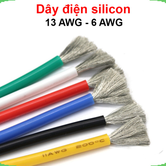 [FLASH SALE] Dây điện silicon mềm dẻo chống cháy công suất lớn 6AWG - 13AWG