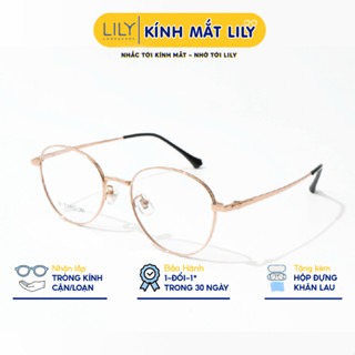  Kính cận thời trang mắt tròn LILYEYEWEAR chất liệu kim loại thiết kế thời trang nam nữ 98529 