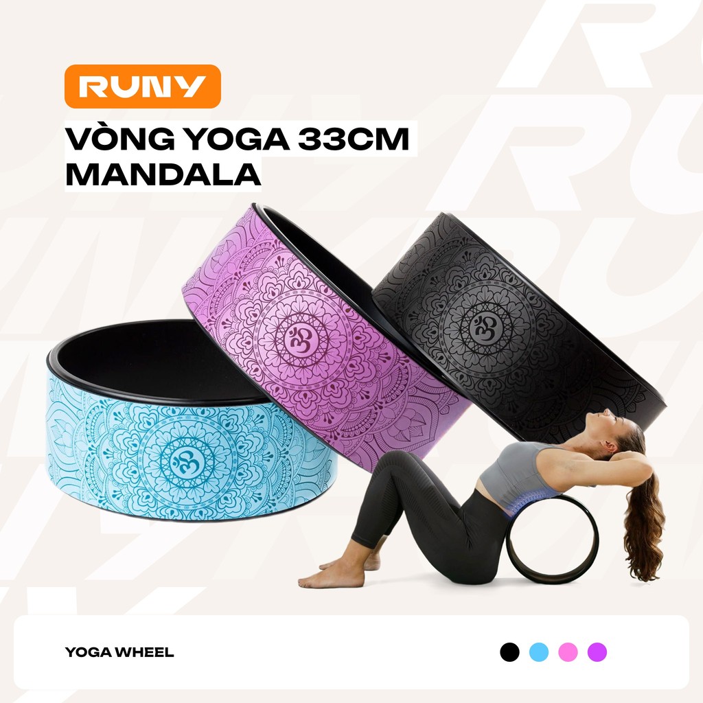 Vòng Tập Yoga 33cm Bọc Cao Su Pu Họa Tiết Mandala Chống Trơn Trượt Khung Nhựa Cứng - Vong33cmPU