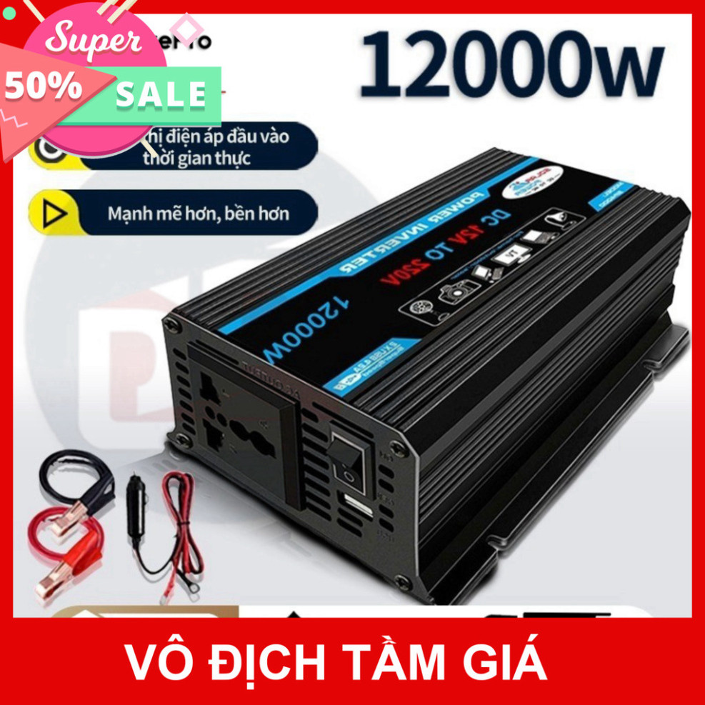 Bộ chuyển nguồn 12v-220v 4000-12000W, biến tần ô tô 4000-12000W, biến tần nguồn 12v-220v, 2 cổng USB