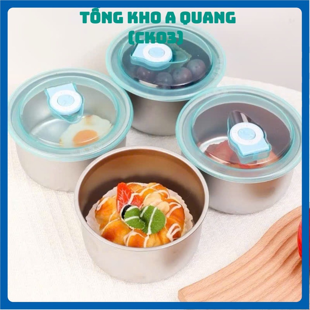 Hộp Đựng Thực Phẩm Tròn Inox 304 Không Gỉ Có Nắp Đậy Bảo Quản Thực Phẩm Tiện Lợi,  HỘP ĐỰNG ĐỒ ĂN - 