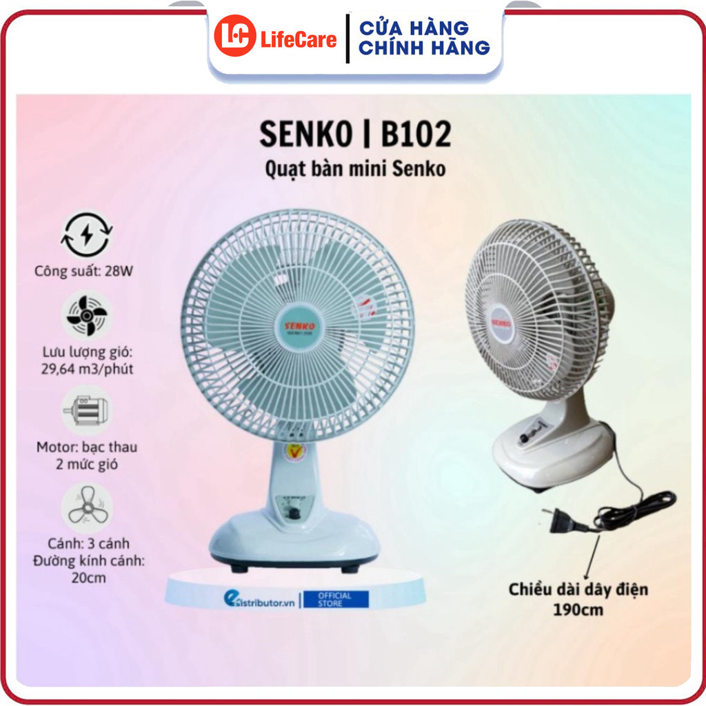 Quạt Bàn Mini SENKO B102 - Quạt Để Bàn - Màu Ngẫu Nhiên - Hàng CHÍNH HÃNG