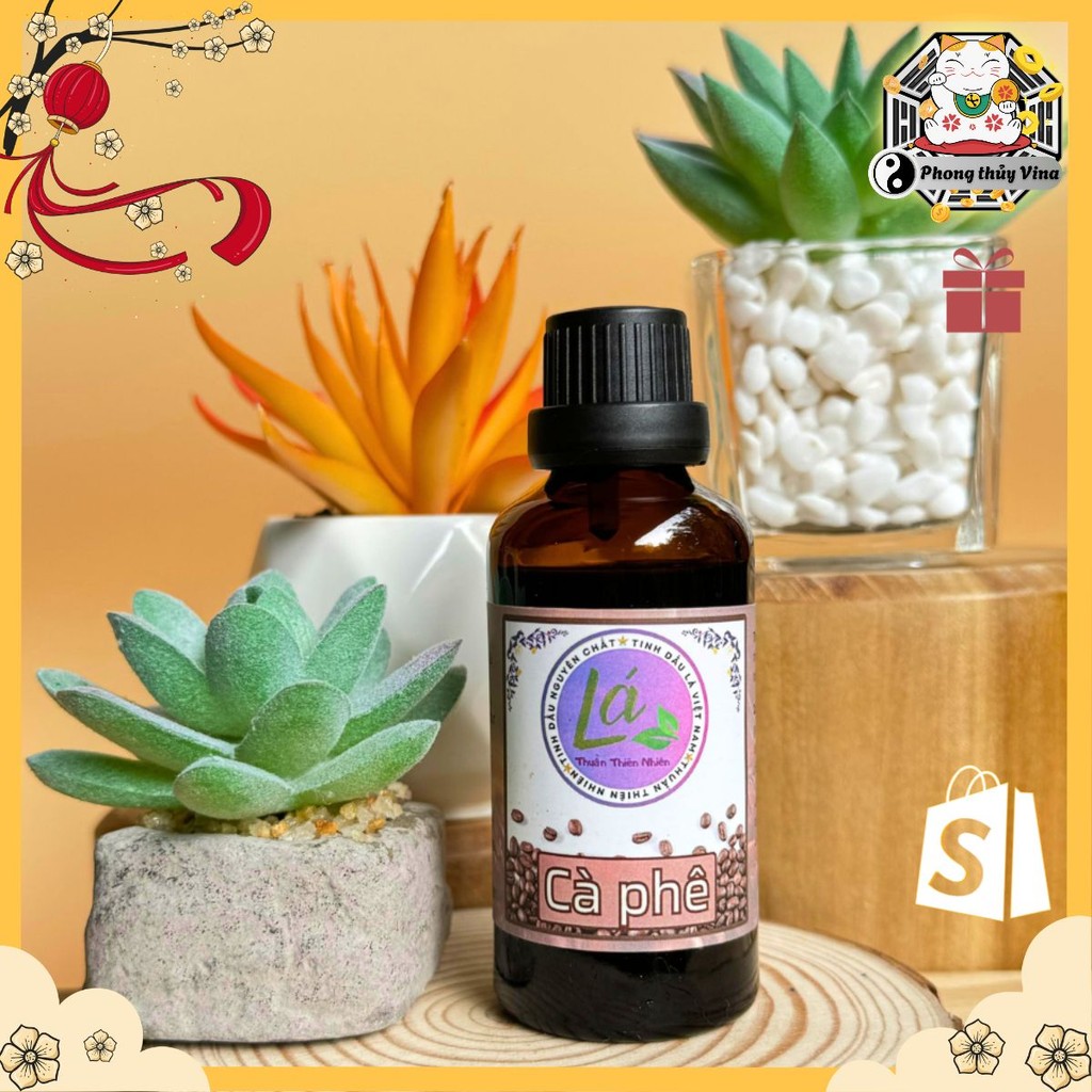 (Phong Thủy)Chai Tinh Dầu CAFE- Lá Thiên Nhiên thơm phòng, thom xe hơi khử mùi máy lạnh, dùng được m